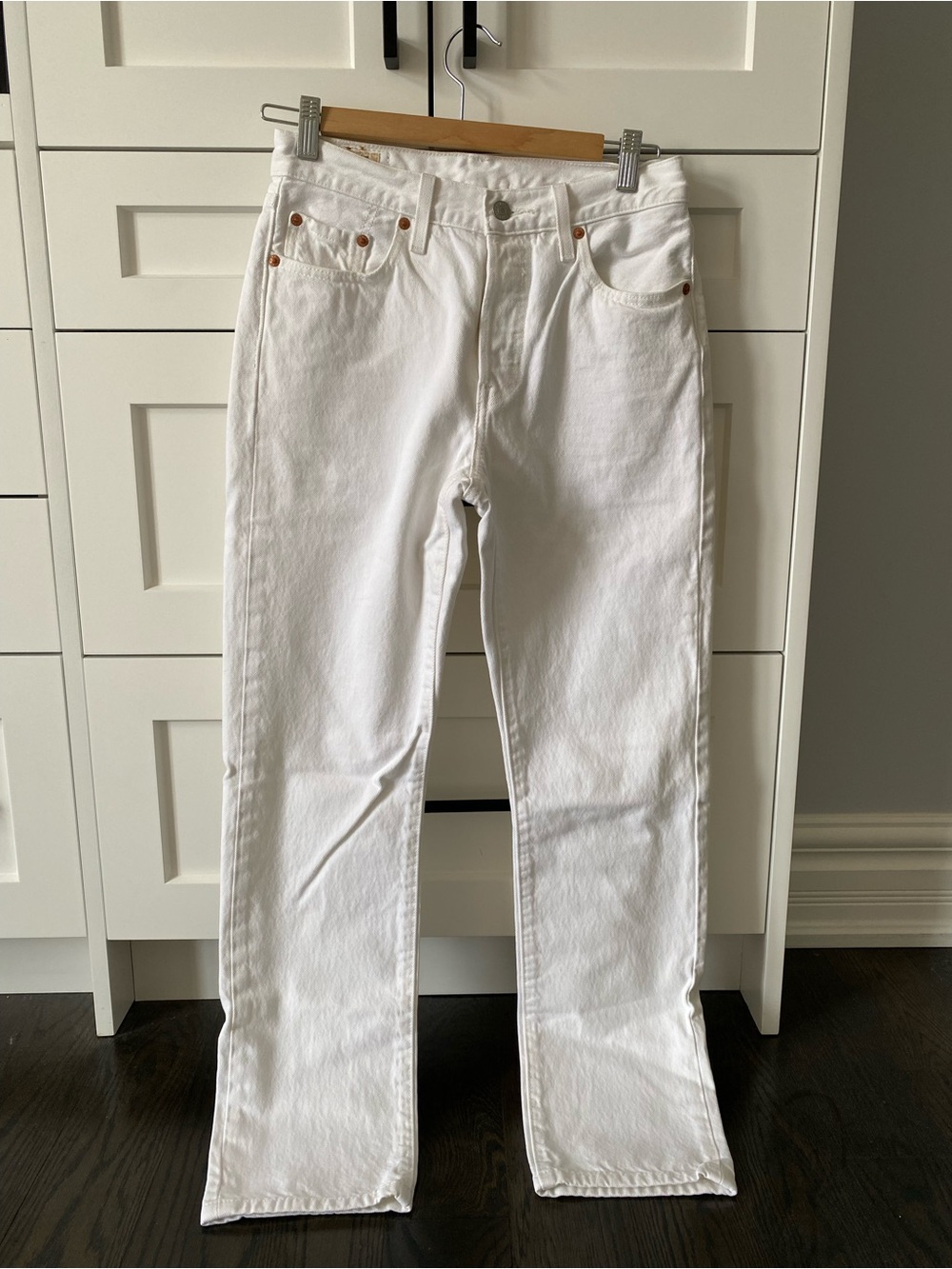 Levi's White 501 Pocket-Print Jeans